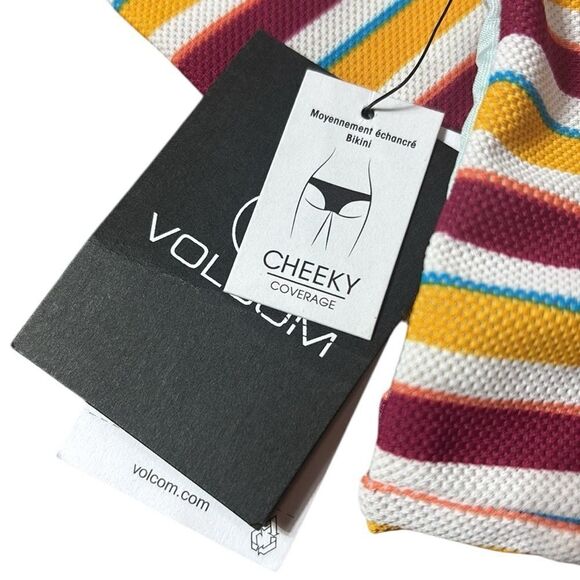 Volcom stripe while haute cheekini bikini bottom Medium new swim summer vacation - Picture 3 of 4